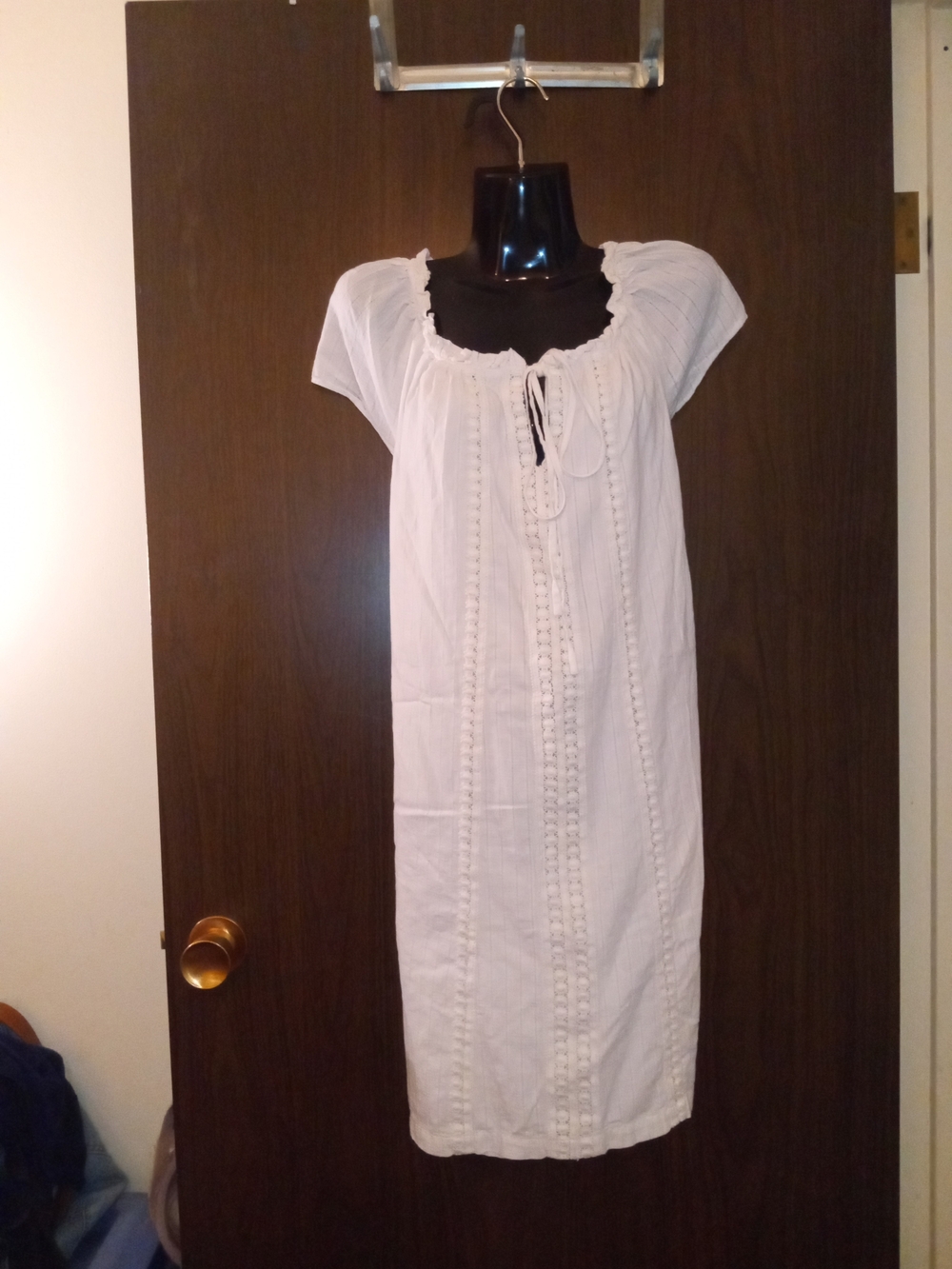 NY Collection White Midi Dress with Pintuck Detail